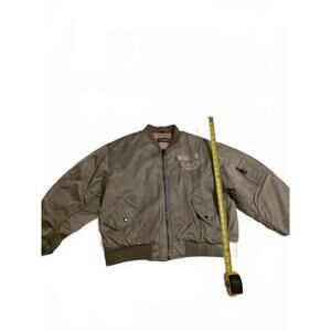 Vtg 90s Mixed Blues Flying For Freedom Grey Bomber Jacket Size L